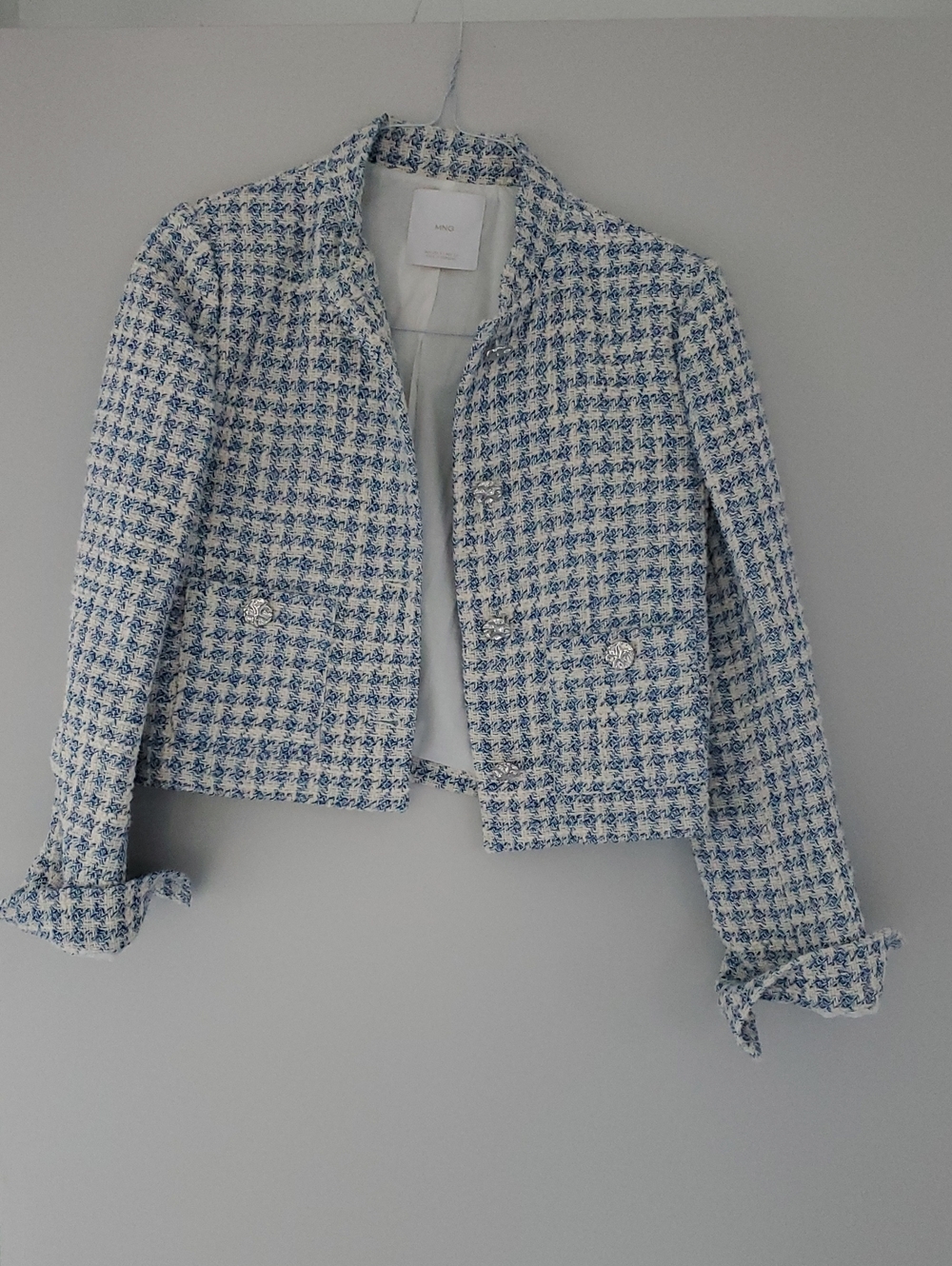 Mango Blue & White Houndstooth Jacket